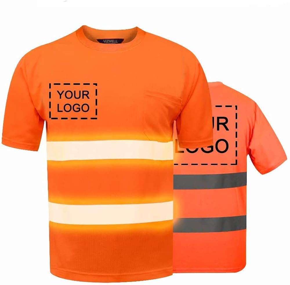 High Visibility Reflective Safety Work Shirts Custom Your Logo Hi Vis Outdoor Workwear Short Sleeve T-Shirt