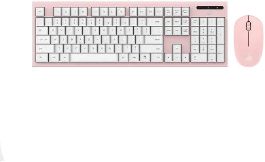 Wireless Keyboard and Mouse Combo, Attoe 2.4GHz Silent Click Keyboard and Mouse Set - Waterproof Slim Cute Combo for Laptop, Computer,MAC OS (Pink)