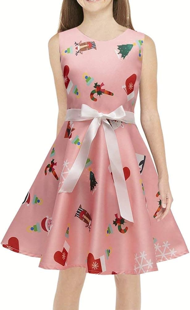 AYOMIS Girl's Flower Ruffles Party Dress Little Klds Christmas Dress