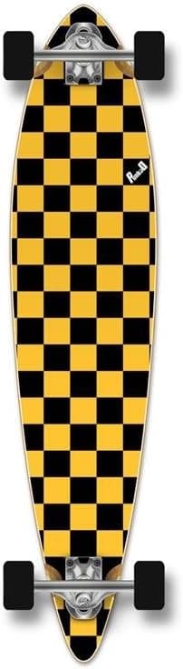 Yocaher Blank/Checker Complete Pintail Skateboards Longboard Cruiser w/ Black Widow Premium 80A Grip Tape Aluminum Truck ABEC7 Bearing 70mm Skateboard Wheels