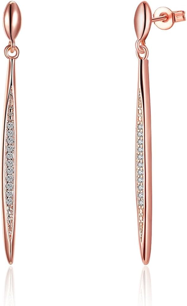 Long Marquise Chandelier Earrings Dual Spike Zirconia Crystal Dangle Earrings for Women, Bride