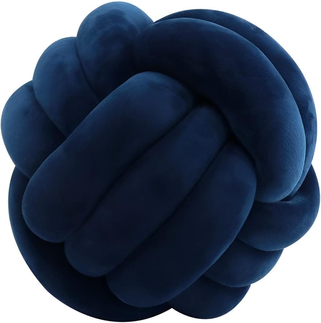 Knot Pillow Ball Round Cushion Pillows, Children Room Decoration Plush Toys Calming Stress Relief Toy (Dark Blue,8.5in/22cm)