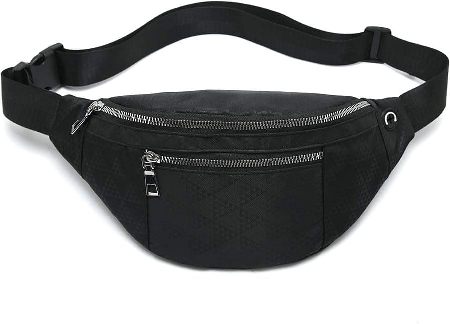 Fanny Pack for Men Women - Water Resistant Fashion Waist Bag Pack with Adjustable Strap for Travel Hiking Running Outdoor Sports.(02) Black