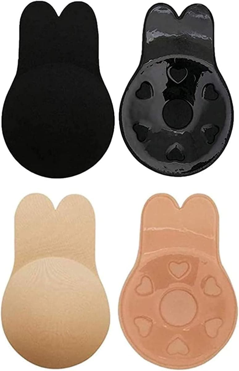 Adhesive Bra, Breast Lift Strapless Backless Bra Nippless Covers Push Up Self Invisible Sticky Bra for Women (2 Pairs) (C/D Cup, Large)