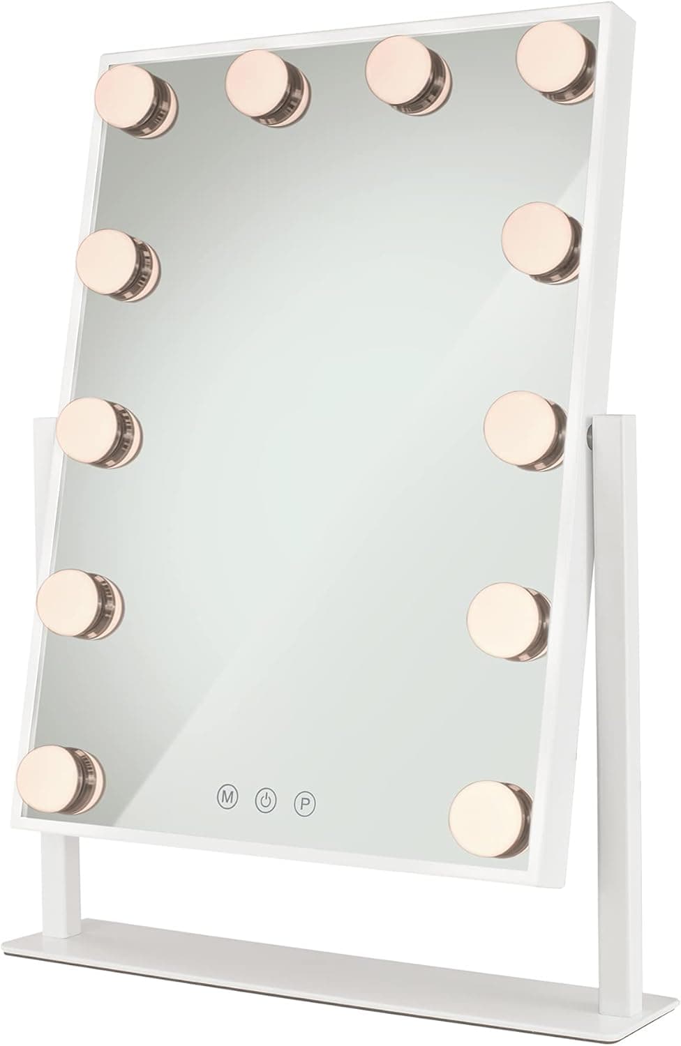 Led lighted make up mirror lingting, hollywood impressions vanity mirror with lights for bedroom desk, espejo con luz para maquillaje maquillar, personal makeup face beauty cosmetic mirrors(White)