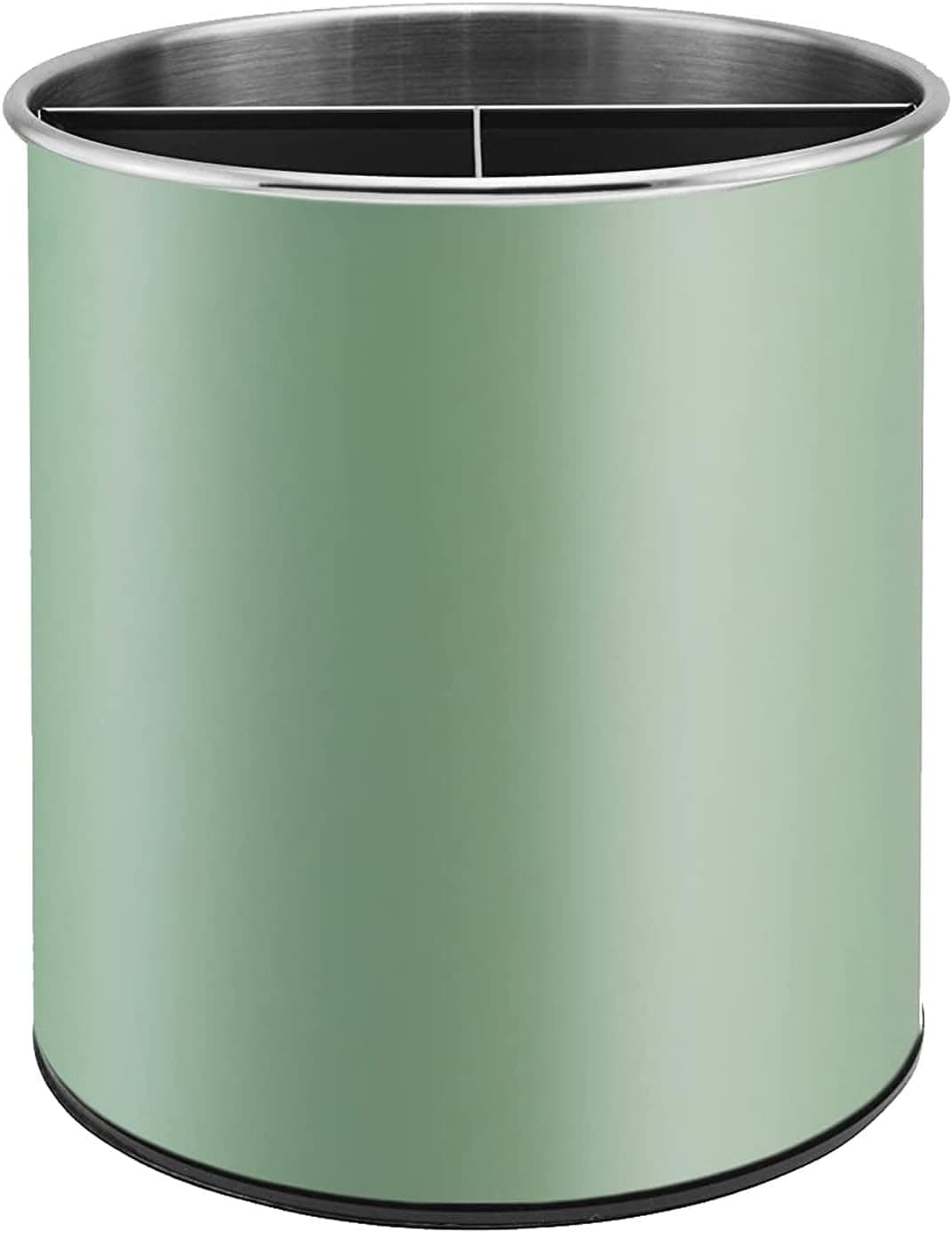 Bartnelli Extra Large Stainless Steel Kitchen Utensil Holder - 360° Rotating Utensil Caddy - Weighted Base for Stability - Countertop Organizer Crock With Removable Divider (Sea Green)