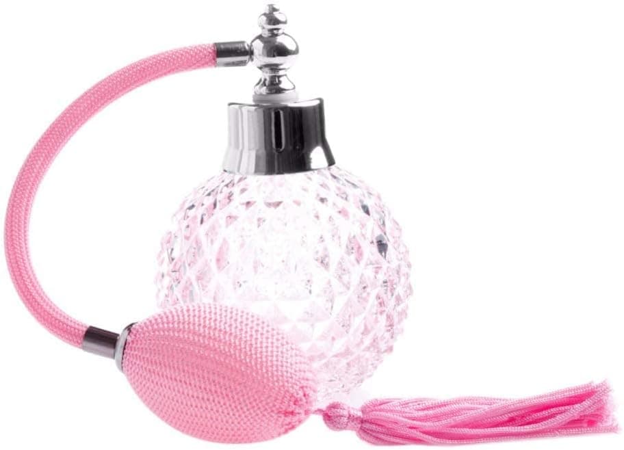 Topxome 100ML Vintage Crystal Glass Perfume Bottle Spray Atomizer Refillable Pineapple Pattern Design Sprayer (Pink)
