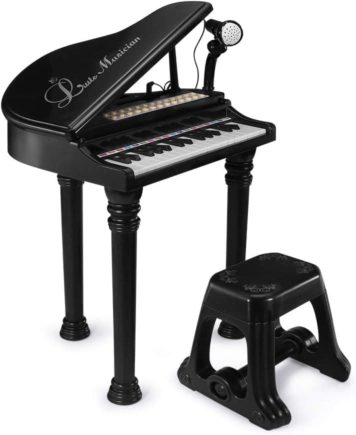 BAOLI 31 Keys Piano Keyboard Electronic Organ Toy Educational Musical Instruments for Kids Toddlers with Microphone and Stool, Black