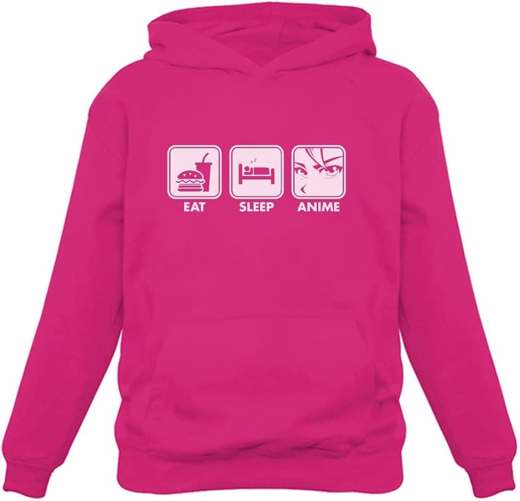 TeeStars - Eat Sleep Anime Cool Women Hoodie Medium Pink