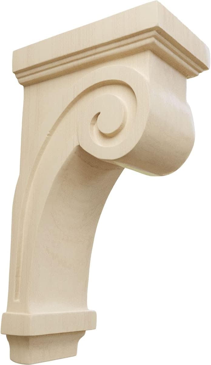 Ekena Millwork COR03X05X09SCRW Scroll Wood Corbels, 3 1/4"W x 5"D x 9"H, Rubberwood