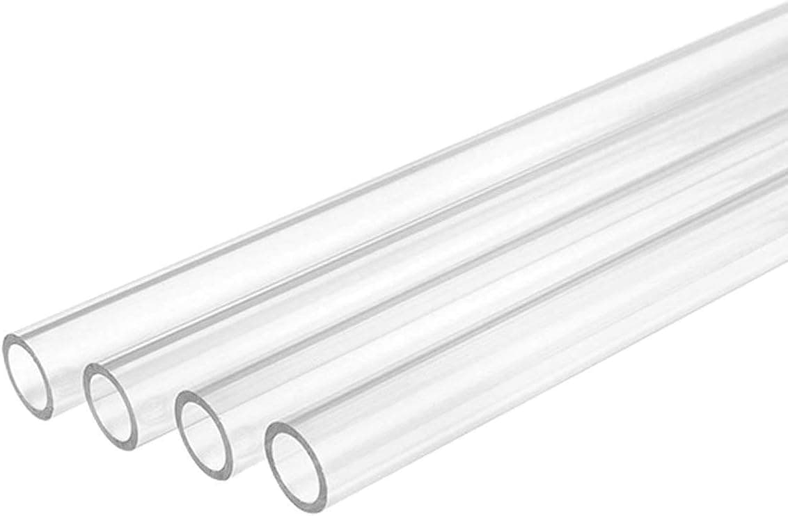 Bykski 8mm ID x 12mm OD Rigid 500mm PETG Tubing for WaterCooling Systems (Clear, 4 Pack)