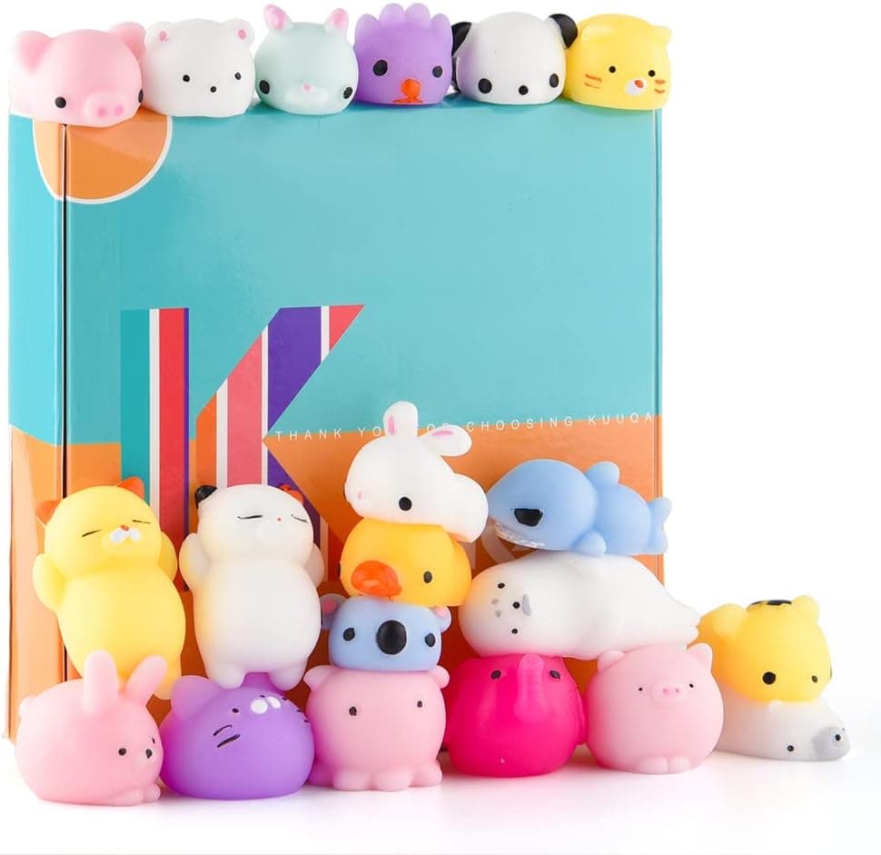 KUUQA 20 Pcs Squishies Squeeze Animal Toys Cat Rabbit Panda Stress Relief Toys Easter Egg Fillers Kids Birthday Party Favors Goodie Bag Stuffers