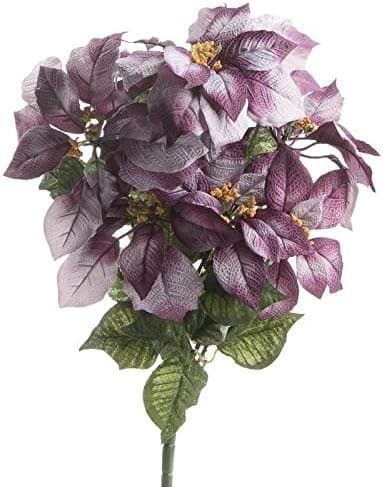 Factory Direct Craft Variegated Purple Artificial Poinsettia Bush for Holiday and Home Décor