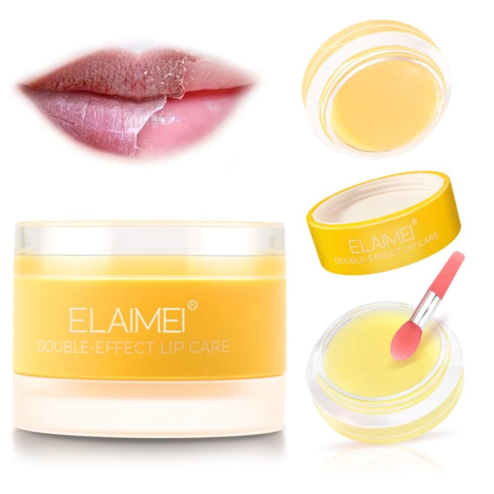 Double-Effect Lip Scrub Mask, Lip Exfoliating Mask, Lip Sleeping Treatment Mask, Lip Moisturizer, Lip Care Mask for Dry, Cracked Lips, Lip Repair Balm for Overnight (Orange)