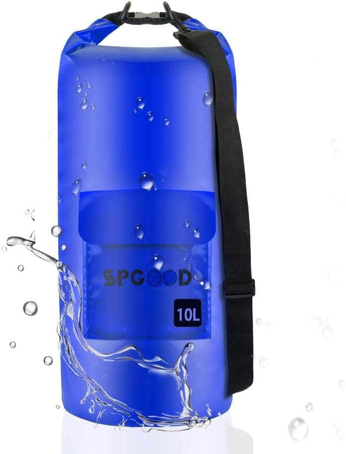 SPGOOD Waterproof Dry Bag 5L 10L 15L 20L 25L 30L 40L Dry Bag with Shoulder Strap to Keep Equipment Dry for Boating, Camping, Kayaking, Hiking, Beach Fishing,10 Colors 7 Kinds Liters(Dark Blue, 10L)