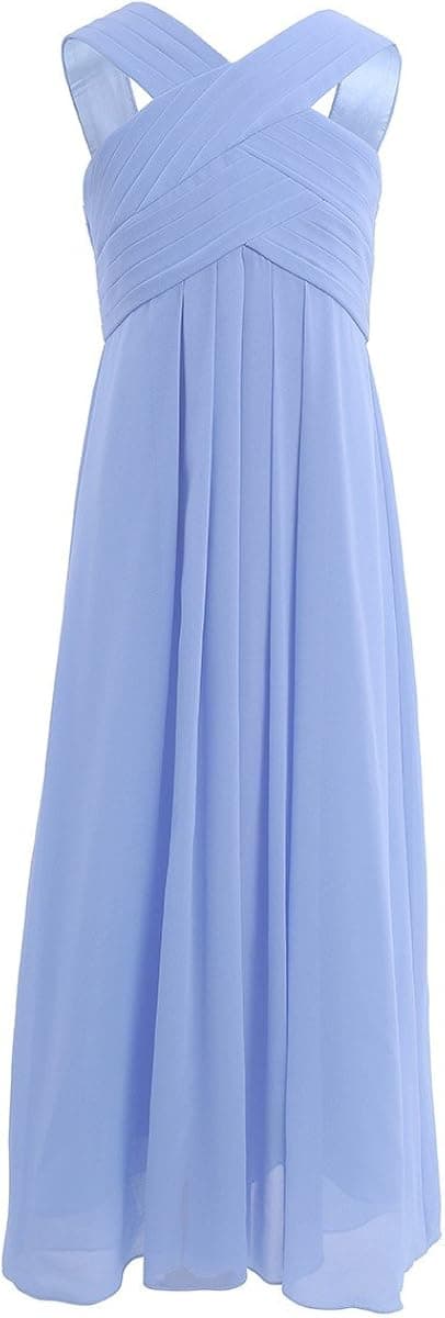 iiniim Big Girl's Chiffon Pageant Party Wedding Flower Girl Dress Junior Bridesmaid Dance Prom Long Gown