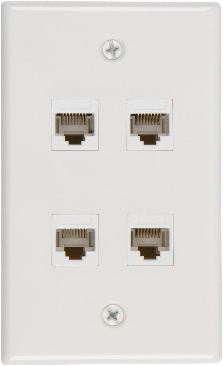 Buyer's Point 4 Port Cat6 Wall Plate, Female-Female White (4 Port) (1 pack)