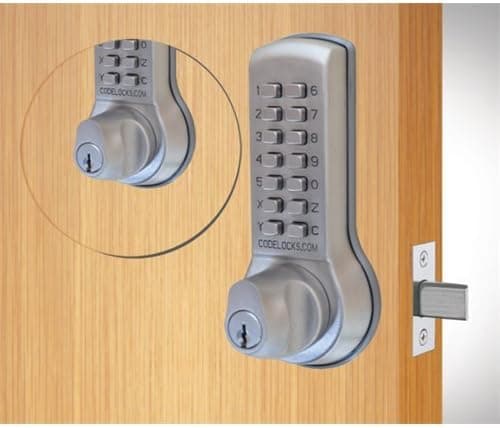 Codelocks CL390K Keyless Tubular Deadbolt In and Out (key override)Silver Gray Finish-New