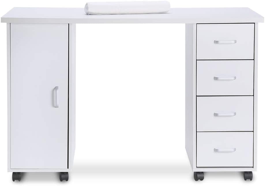 Carambola Manicure Nail Table Station Desk Spa Beauty Salon Nail Art Equipment White W/Wrist Pad