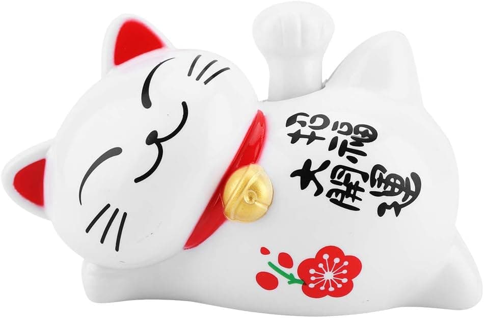 Valentine's Day Carnival Lucky Cat, Fortune Cat, Solar Powered Adorable Lazy Lying Waving Beckoning Fortune Lucky Cat Car Accessories(#1)