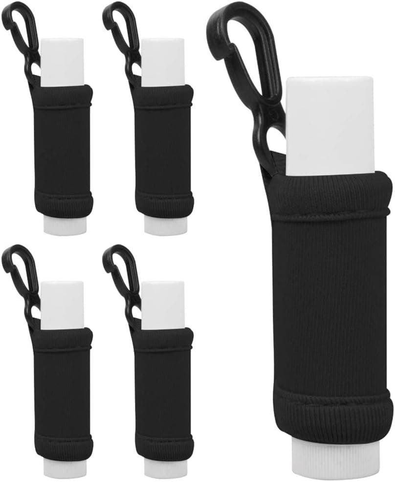 Chapstick Holder Keychain – Lip Balm Sleeve – Premium Neoprene with Key Chain Clip – Perfect for Chap Stick or Lip Gloss (Black, 5 Pack)