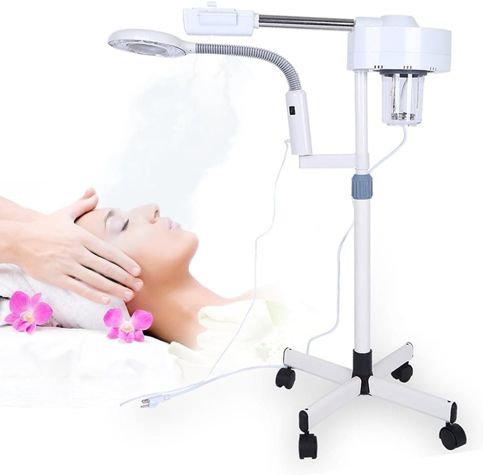 Facial Steamers, Spa Beauty Multi-Function Facial Steamer 3X LED Magnifying Floor Lamp Salon Beauty Skin Care Equipment,3X