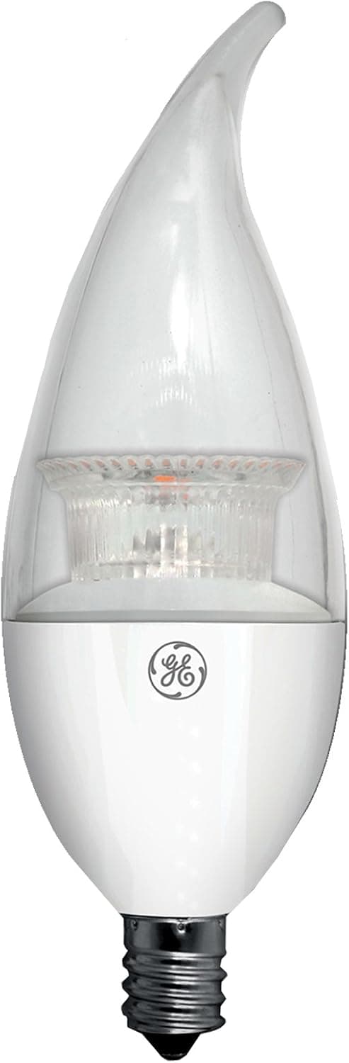 GE Lighting 36737 LED Chandelier Bulb with Candelabra Base, 7-Watt, 1-Pack, Daylight Clear