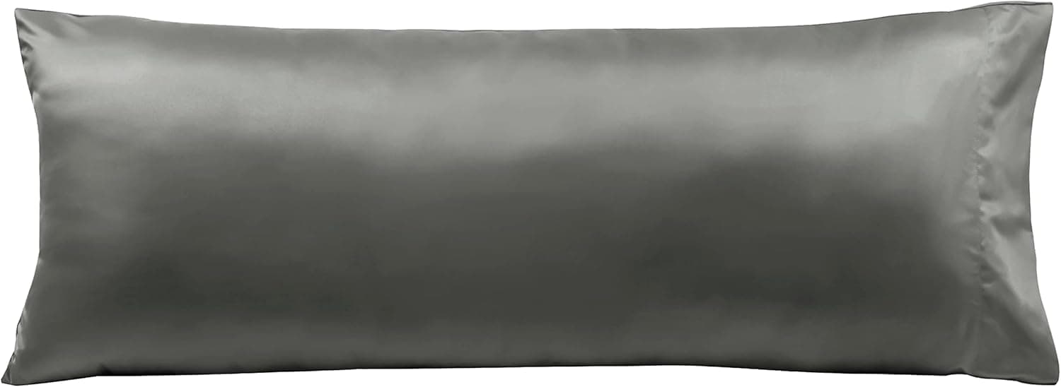 BEDELITE Body Pillow Pillowcase for Hair and Skin, Ultra Soft Silky Lyocell & Brushed Microfiber Long Pillow Case, 20x54 Body Pillow Case Cover with Envelope Closure(Dark Grey)