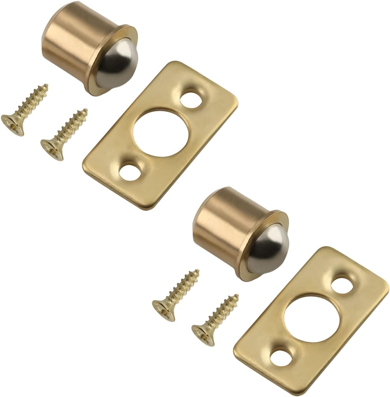 Yinpecly 10Pcs Brass Cabinet Door Closet Drawer Ball Catch Latch Catcher 9.5x22.5mm/0.37x0.89inch(DXL) for Door Cabinet Closet Drawer Ball Plunger, Brass Tone