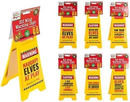 Elves Behaving Badly Elf Mini Warning Sign - 6 Assorted - 1 at Random - Naughty Elf Christmas Decorations