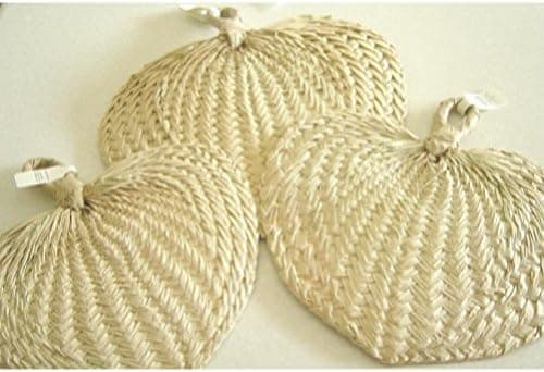 12 Natural Raffia Hand Fans Party Favors