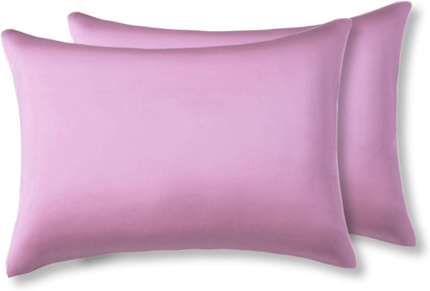 Natural Silk Pillowcase Set of 2 for Hair &Skin - Both Sides 19 Momme 600 Thread Count with Hidden Zipper (Purple, Queen)