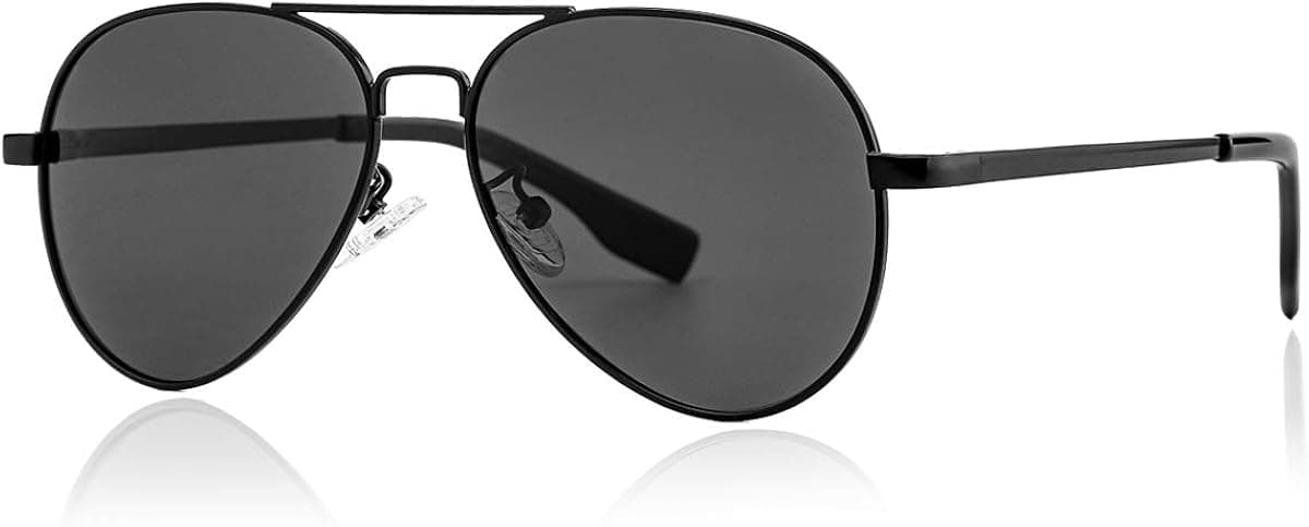 Polarized Aviator Sunglasses for Men Women Driving Sun Glasses 100% UV Protection, 58MM (Black/Grey)