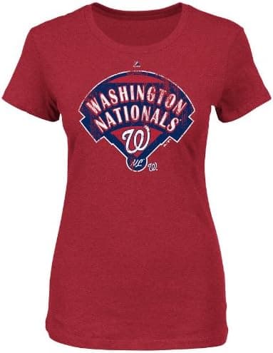 MLB Washington Nationals Women's Mandate To Win Crew Neck T-Shirt, Red Pepper Heather