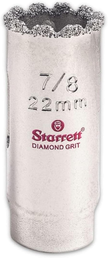 Starrett Diamond Grit Hole Saw - Ideal for Drilling Small Diameter Holes - 7/8" Diameter, 1-5/8" Cutting Depth, 1/2-20 Thread Size, XA1 Arbor, Silver - ‎KD0078-N