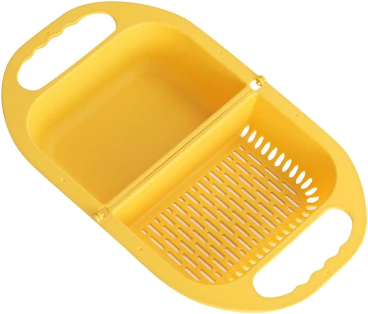 BYIA Kitchen Gadget Organizer Sink Suction Corner Shelf Wall Cuisine Dish Rack Drain Shelf Sponge Holder (Yellow)