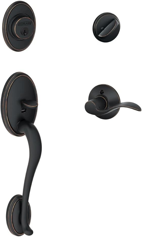 Wakefield Single Cylinder Handleset and Left Hand Accent Lever, Aged Bronze (F60 WKF 716 Acc LH)