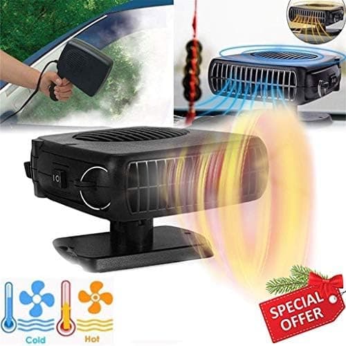 Portable Car Heater - Auto Vehicle Electronic Air Heater 12V 2 in 1 Heating Cooling Fan Function Windshield Demister Defroster Defogger - Black