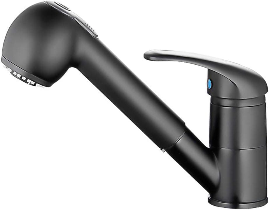 FRMARCH Commercial Single Handle Kitchen Faucets with Pull Down Sprayer，High Arch Brushed Nickel Hot & Cold Water Kitchen Laundry Utility Sink Faucet With Two-function Nozzle- Black