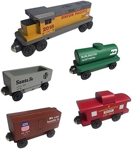 Whittle Shortline Railroad Union Pacific Railway GP-38 Diesel 5pc. Set - Wooden Toy Train Manufacturer