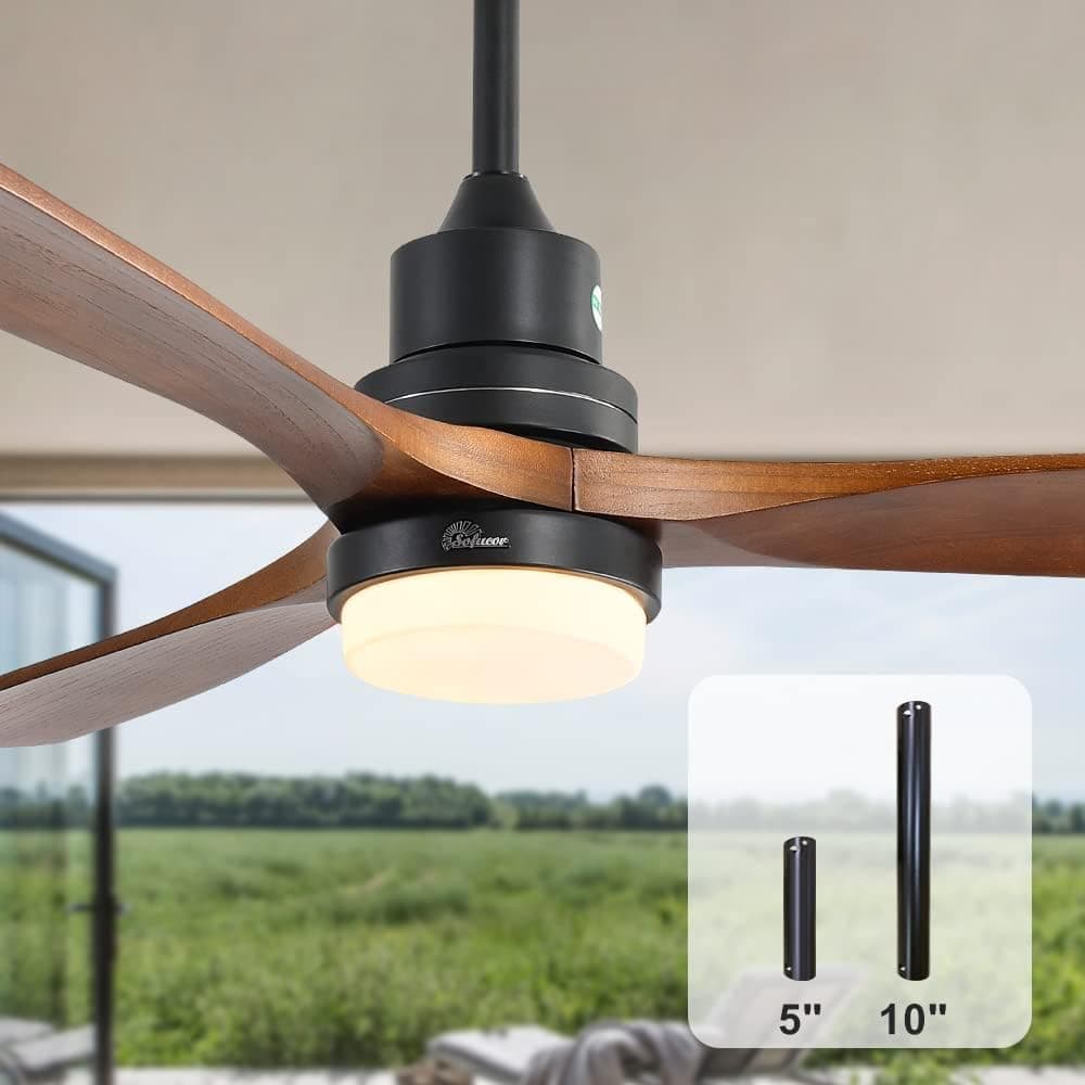 Sofucor Used as New Wood Ceiling Fan with Light, Outdoor Ceiling Fan with Remote Control, 3 Blades Ceiling Fan for Living Room, Bedroom