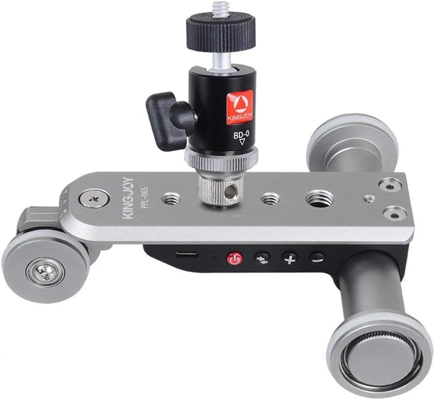 Kingjoy PPL-06S Mini Motorized Electronic Moving Dolly Car Skater Pulley Rolling Three-Wheel Video Photography Track Rail for Canon Nikon Sony DSLR Camera Smartphone
