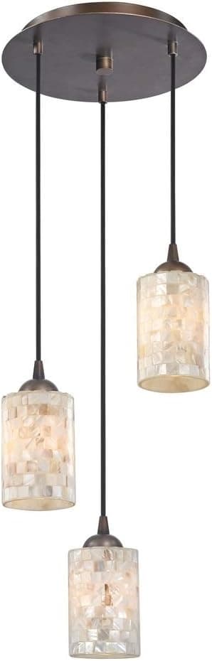 Multi-Light Pendant Light with Mosaic Glass and 3-Lights