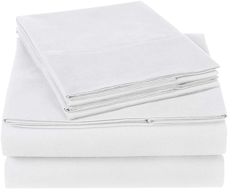 Queen Size Sheets Set - 4 Piece Set - Hotel Luxury Bed Sheets - Extra Soft - 10" Deep Pockets - Easy Fit - Breathable & Cooling - Comfy -White Solid Bed Sheets - 100% Cotton Sheets - 4 PC