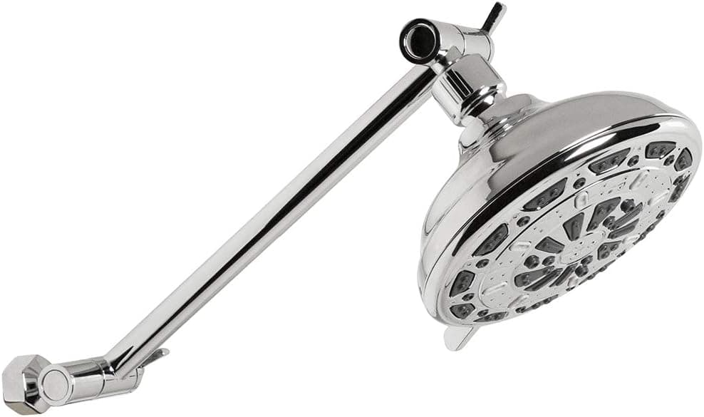 Waxman 5" Fixed Shower Head with 10" Adjustable Metal Shower Arm Extension, Chrome (1 Pack)