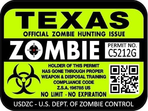 ProSticker 1253 (Two Pack) 3"x 4" Zombie Series Texas Hunting License Permit Decal Sticker