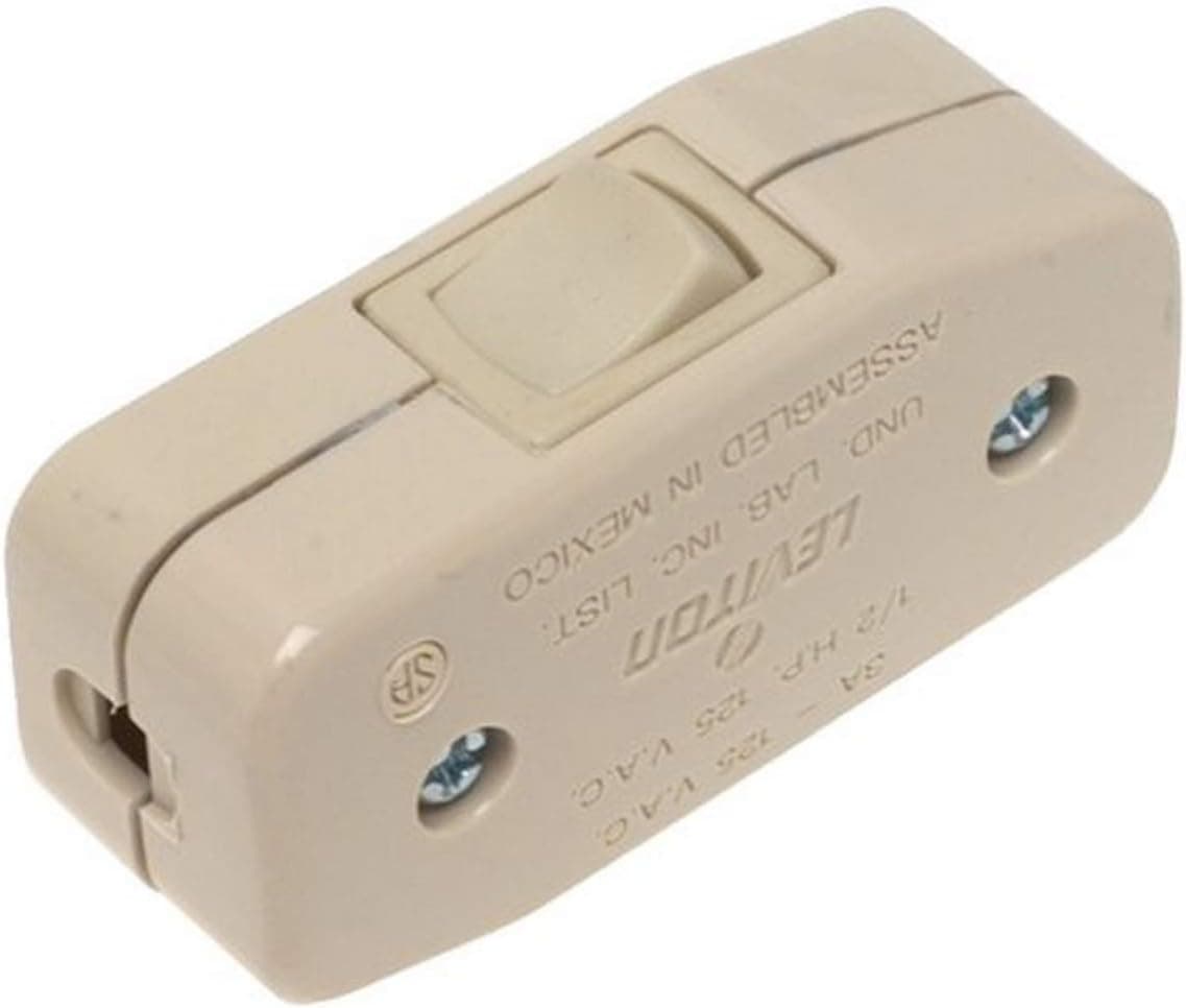 Leviton 5410-I 3Amp 125V Heavy Duty Feed Thru Rocker Appliance Switch, Ivory