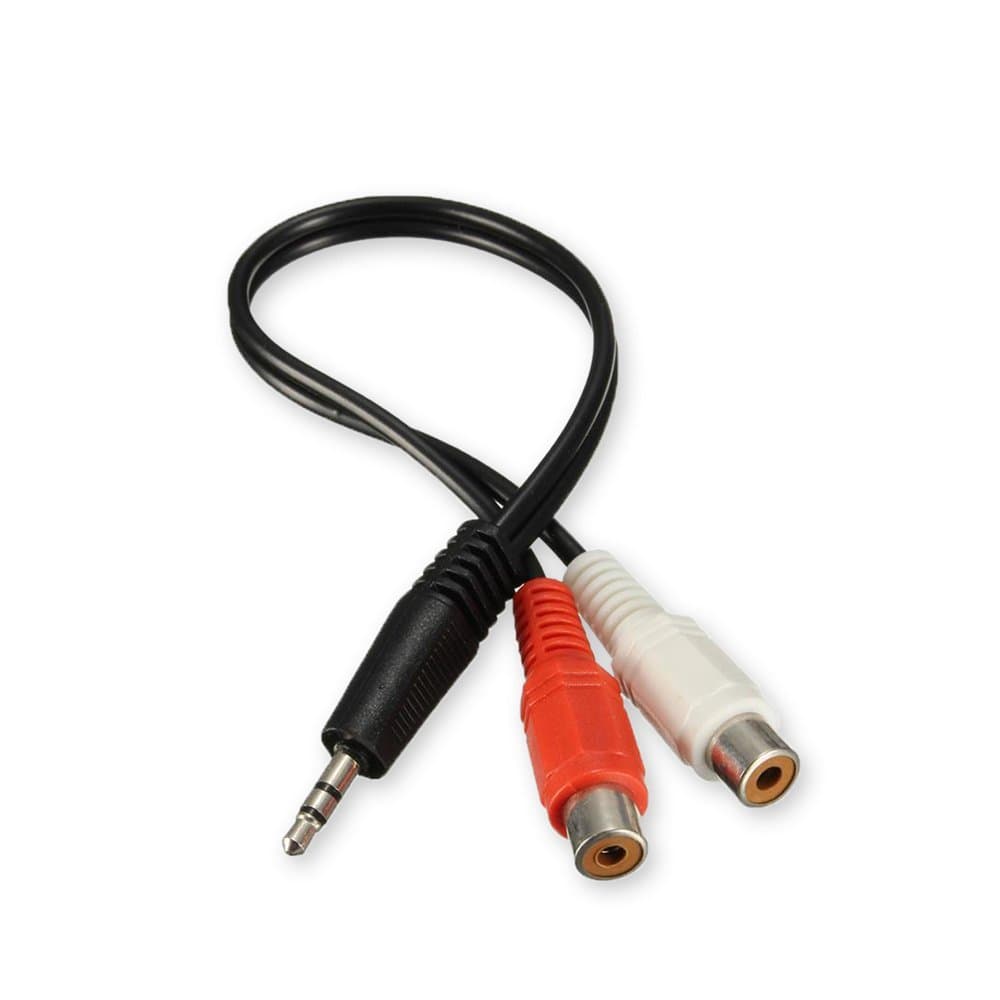 DCFun 3.5mm Male Jack to 2-RCA Female Adapter Audio Stereo Extension Cable -1FT
