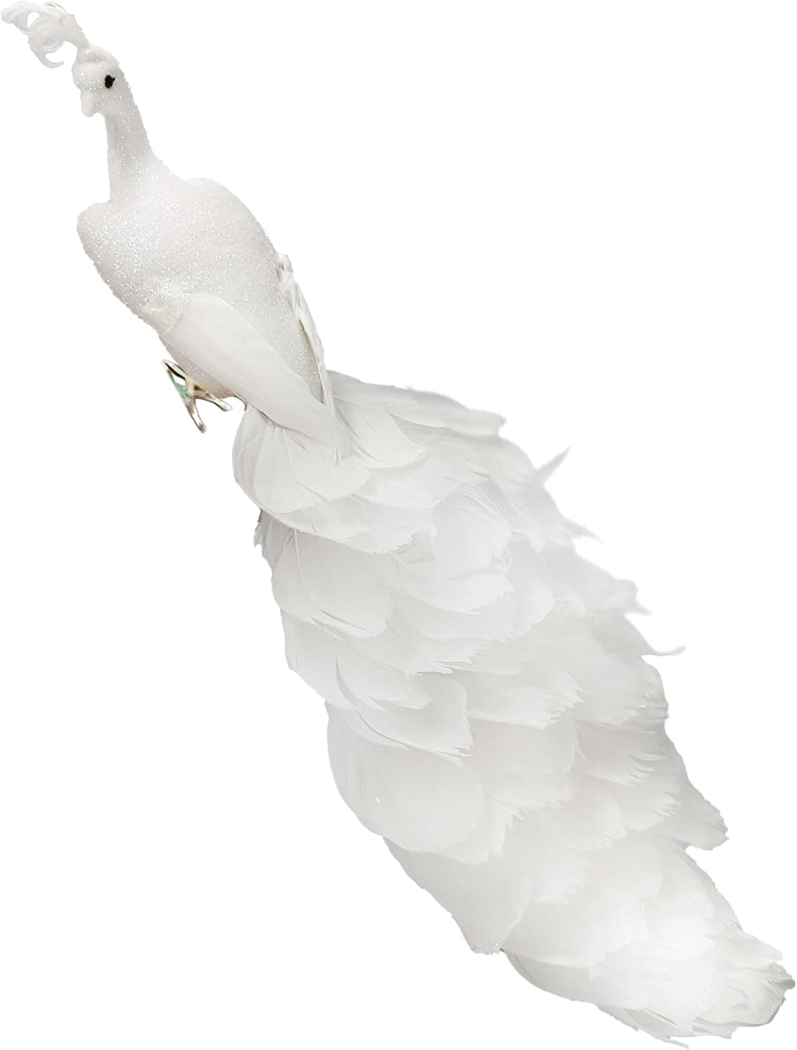 Long Tail Feather Phoenix Clip Ornament-White Peacock Cake Topper-13.5 inches (1 pc)