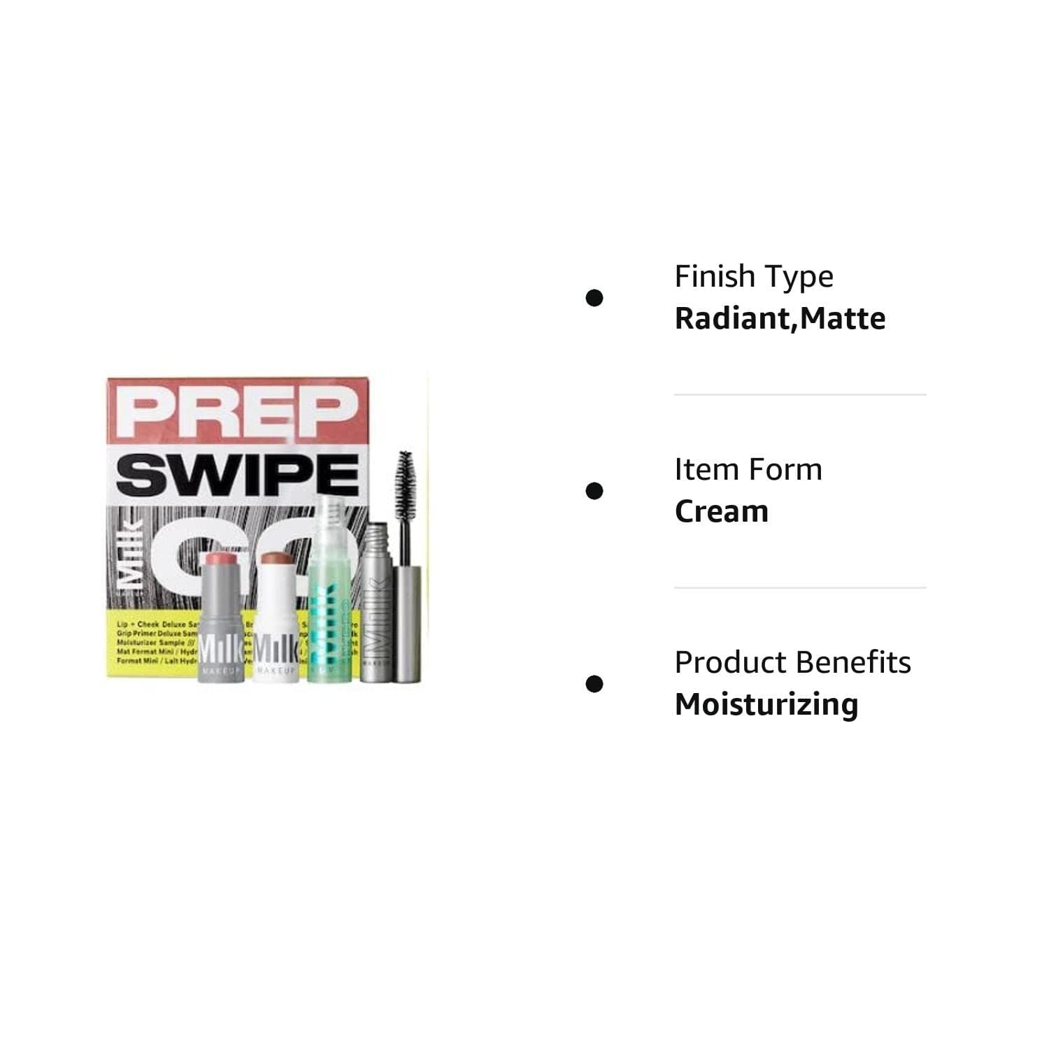 Milk Makeup Prep Swipe Go Set Lip + Cheek Bronzer Hydro Grip Primer and Mascara 0.17 pounds, Multicolor, 0.1764 Ounce